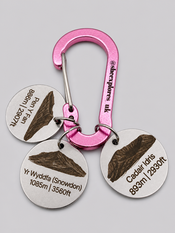 The Wales 3 Peaks carabiner and tags