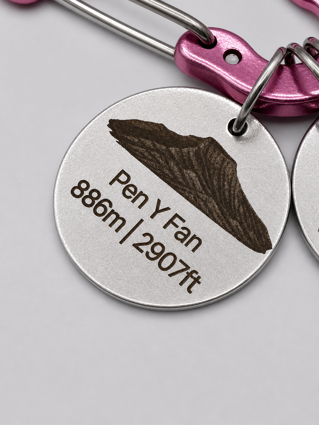 The Wales 3 Peaks carabiner and tags